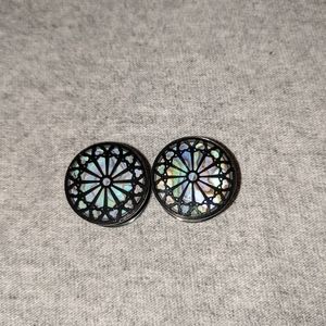 5/8 Inch Steel Black Shell Mandala Spool Plugs